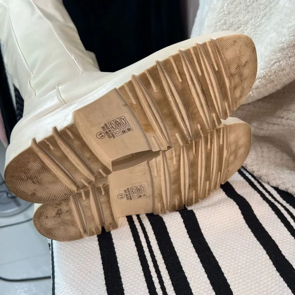 Fashion Nova Nude Big Moves Chelsea Lug Sole Knee High Boots Size 11 - Picture 7 of 11